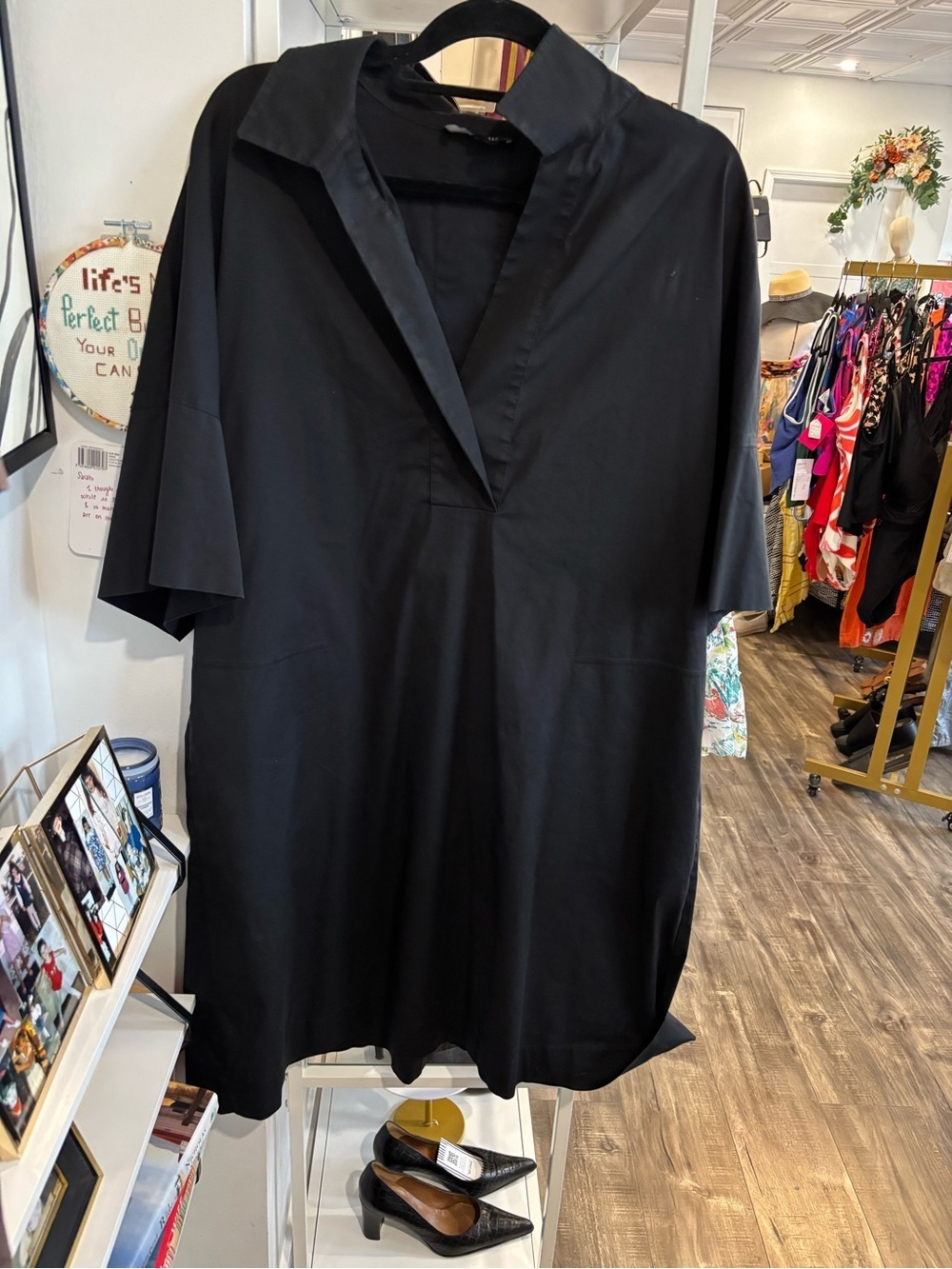 Lafayette 148 New York Black Short-Sleeve Tunic shirt Dress
